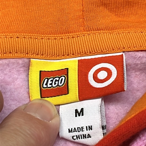 Lego x Target Hoodie Women’s Medium Color Block Red Pink Orange Sweatshirt - Picture 3 of 10